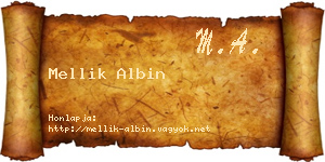 Mellik Albin névjegykártya